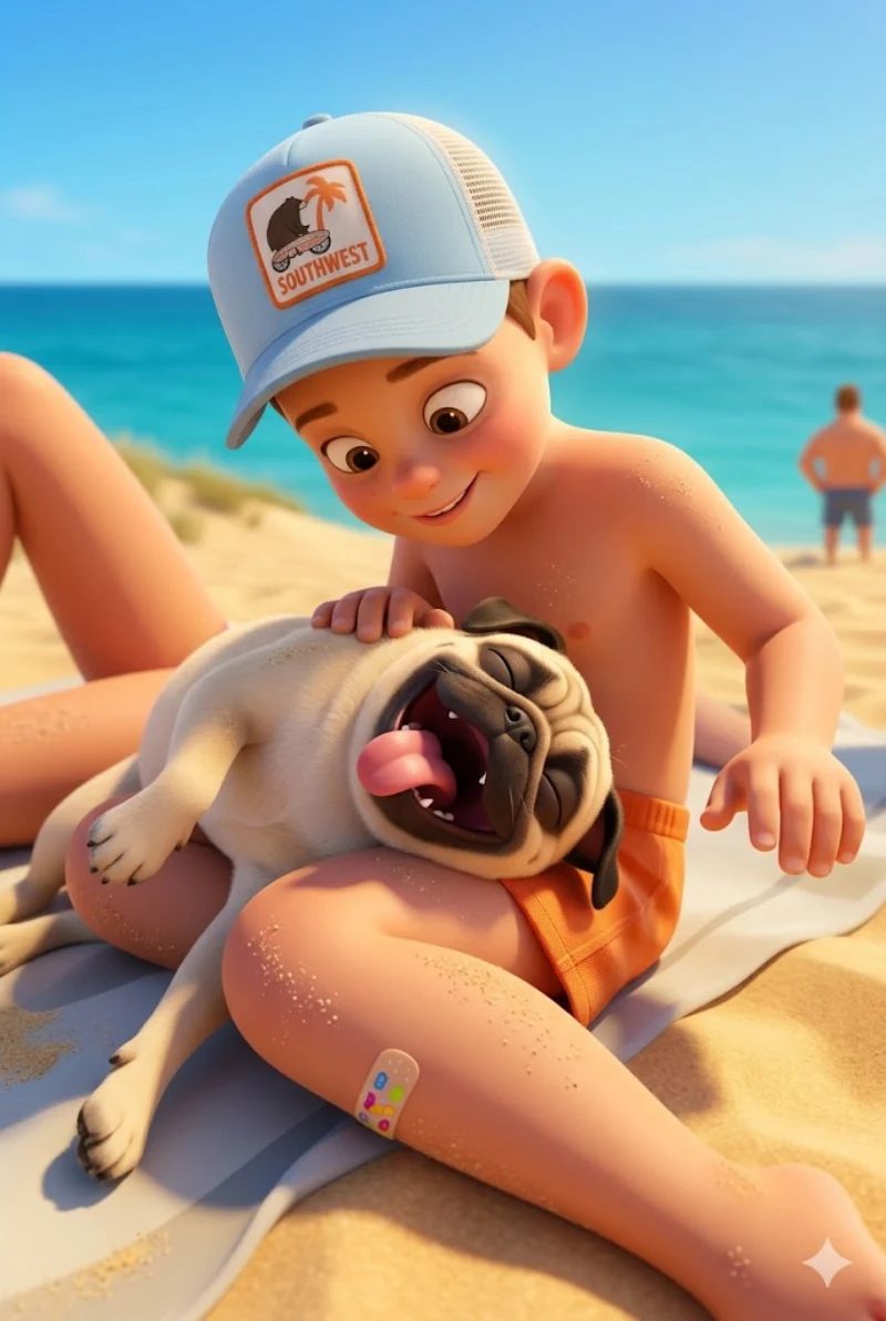 Dasselbe Kind als 3D-Animationsfigur