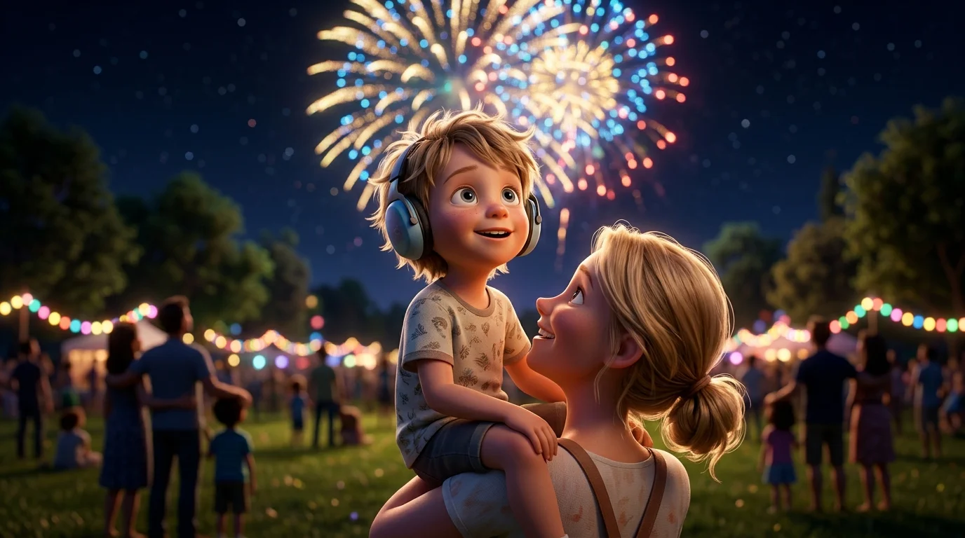 Gute-Nacht-Geschichte für ein Kind, das das Feuerwerk entdeckt