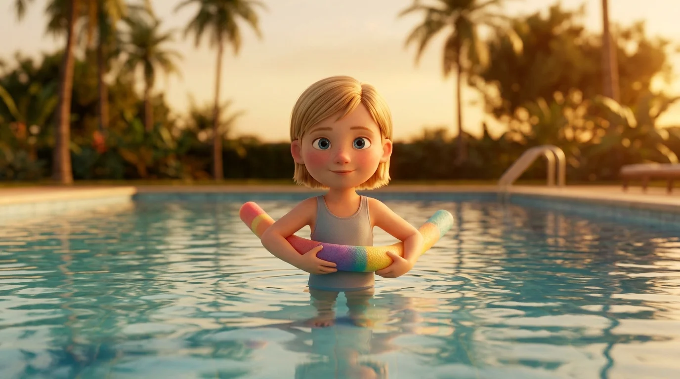 Gute-Nacht-Geschichte für ein Kind, das schwimmen lernt
