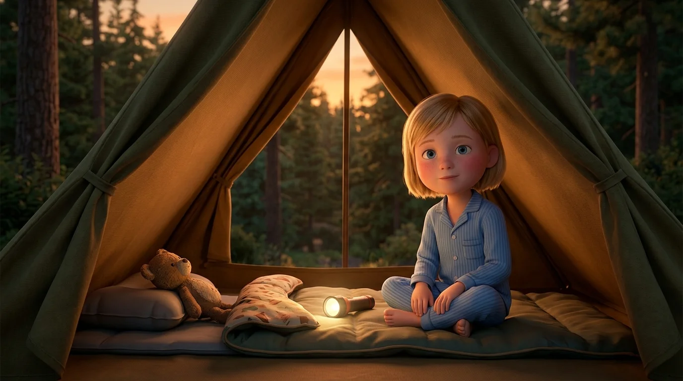 Gute-Nacht-Geschichte für ein Kind, das mit der Familie zelten geht