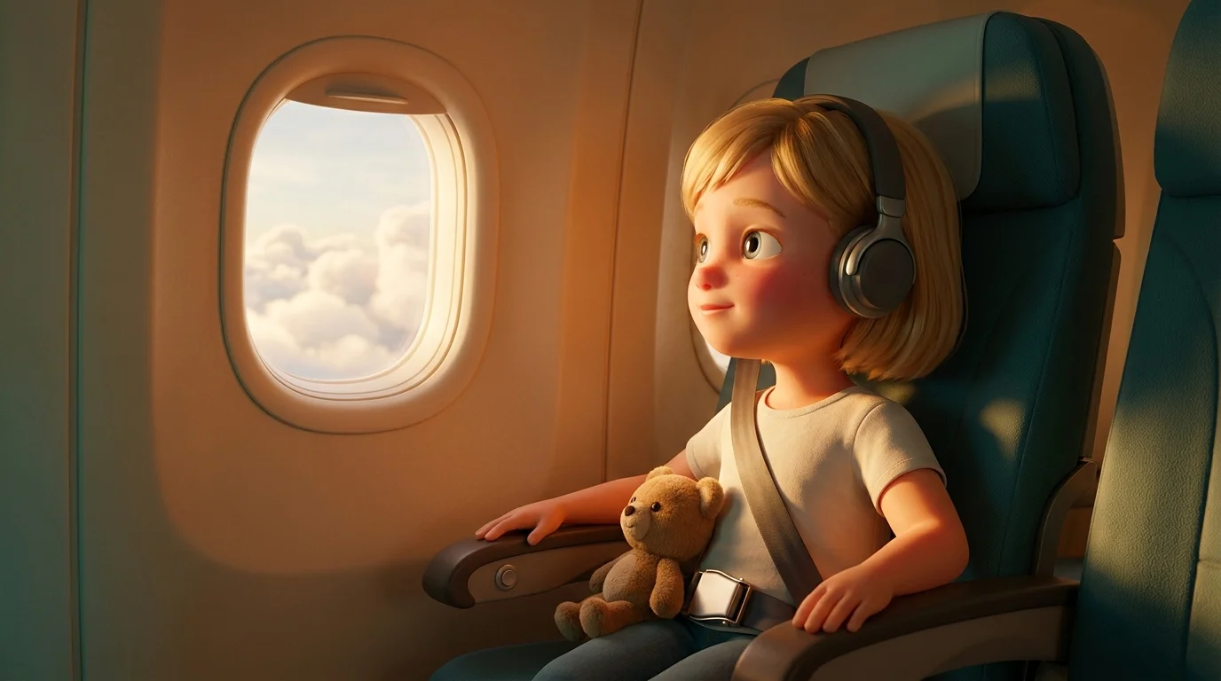 Geschichte für ein Kind, das im Urlaub Flugzeug fliegt