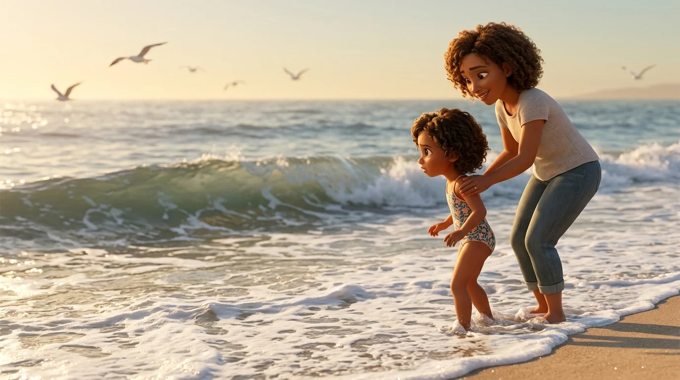 Bedtime story for a child afraid of big waves