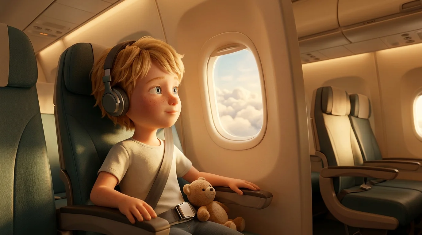 Bedtime story for a child flying on holiday