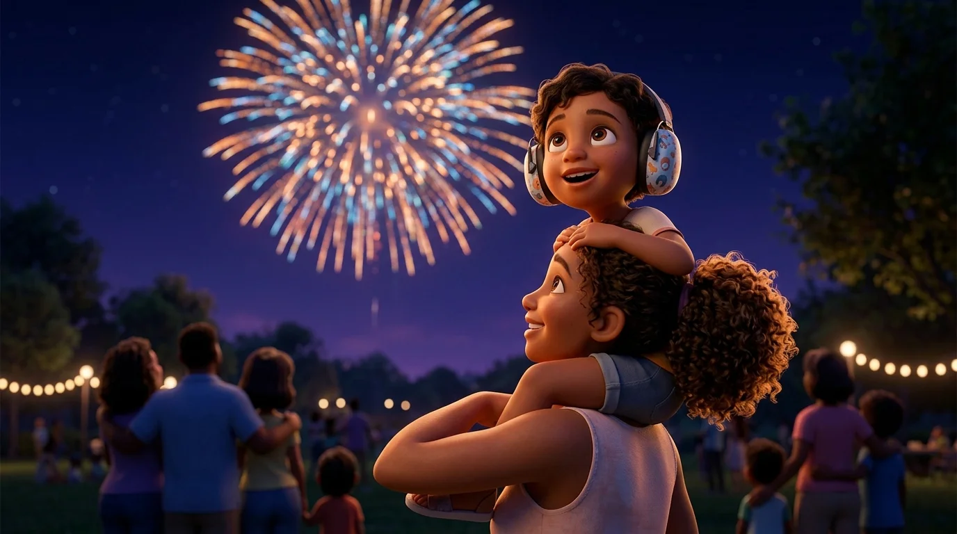 Bedtime story for a child watching fireworks for the first time