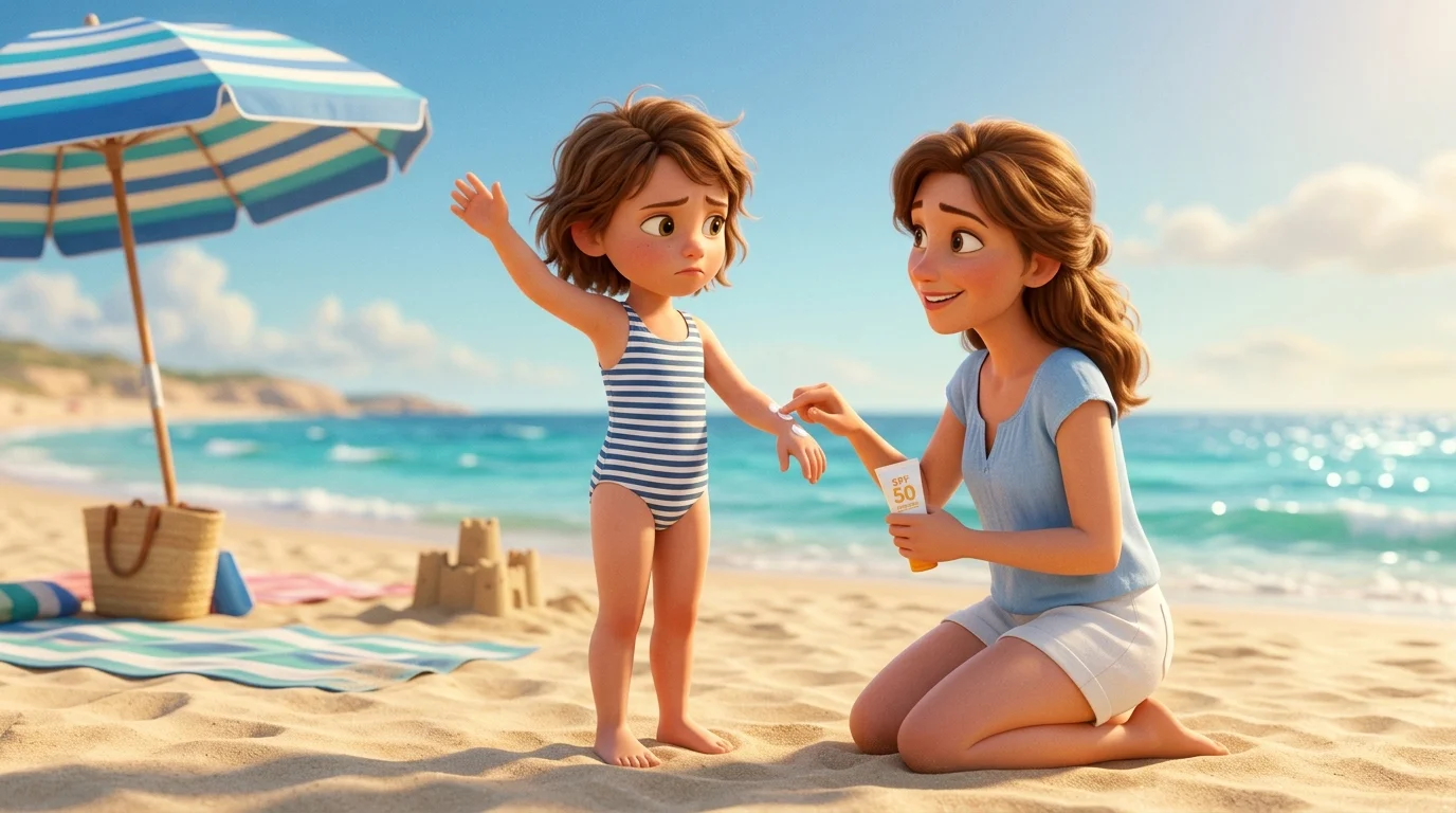 Histoire pour un enfant qui refuse la crème solaire