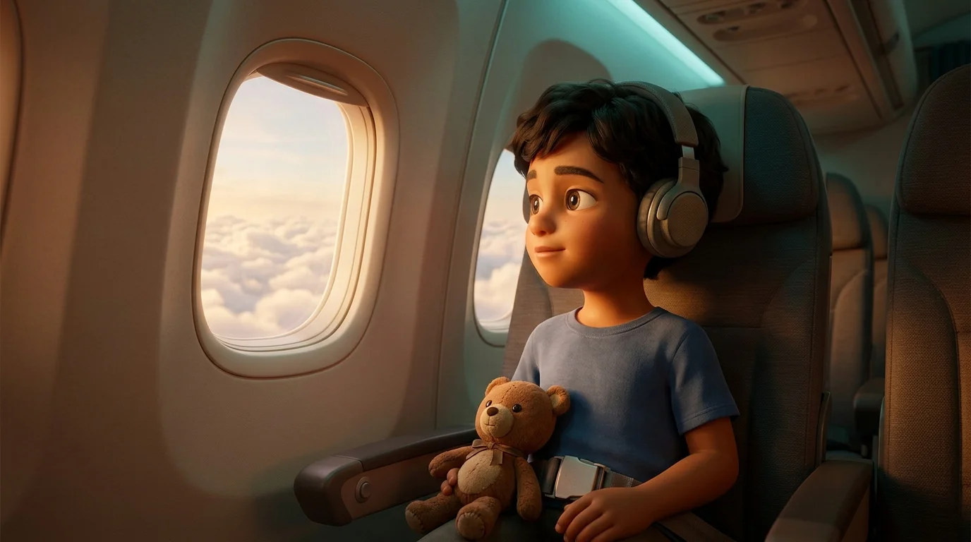 Storia per un bambino che viaggia in aereo in vacanza