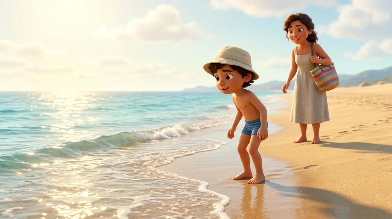 Storia per la prima volta in spiaggia