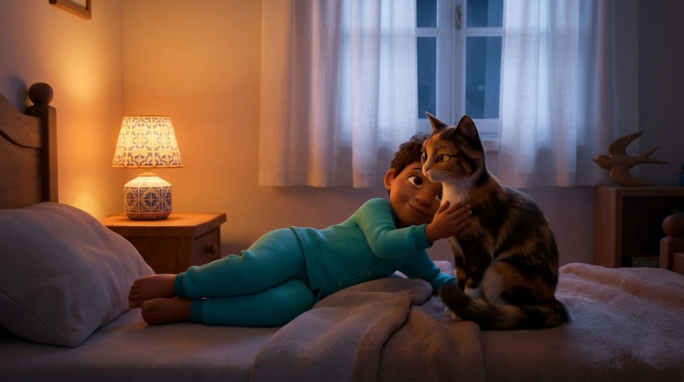 Coloque o gato da família numa história personalizada para dormir